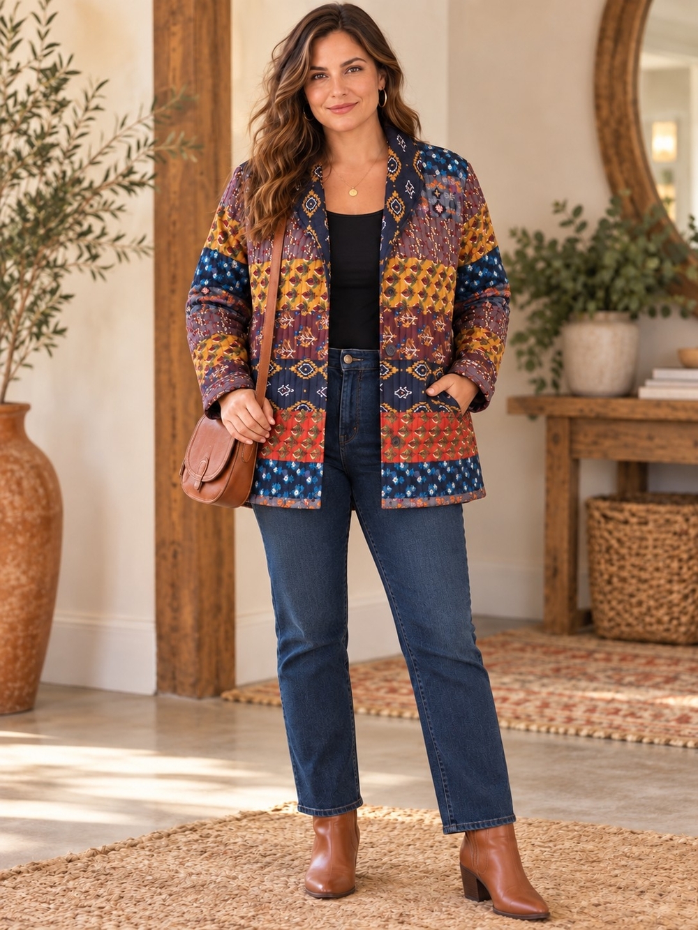 Young Threads Boho Patchwork Quilted Jacket | Size XL - NWT